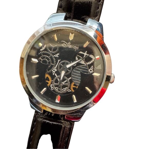 Brand New Authentic Disney Parks Mickey Mouse Watch Black Genuine Leather